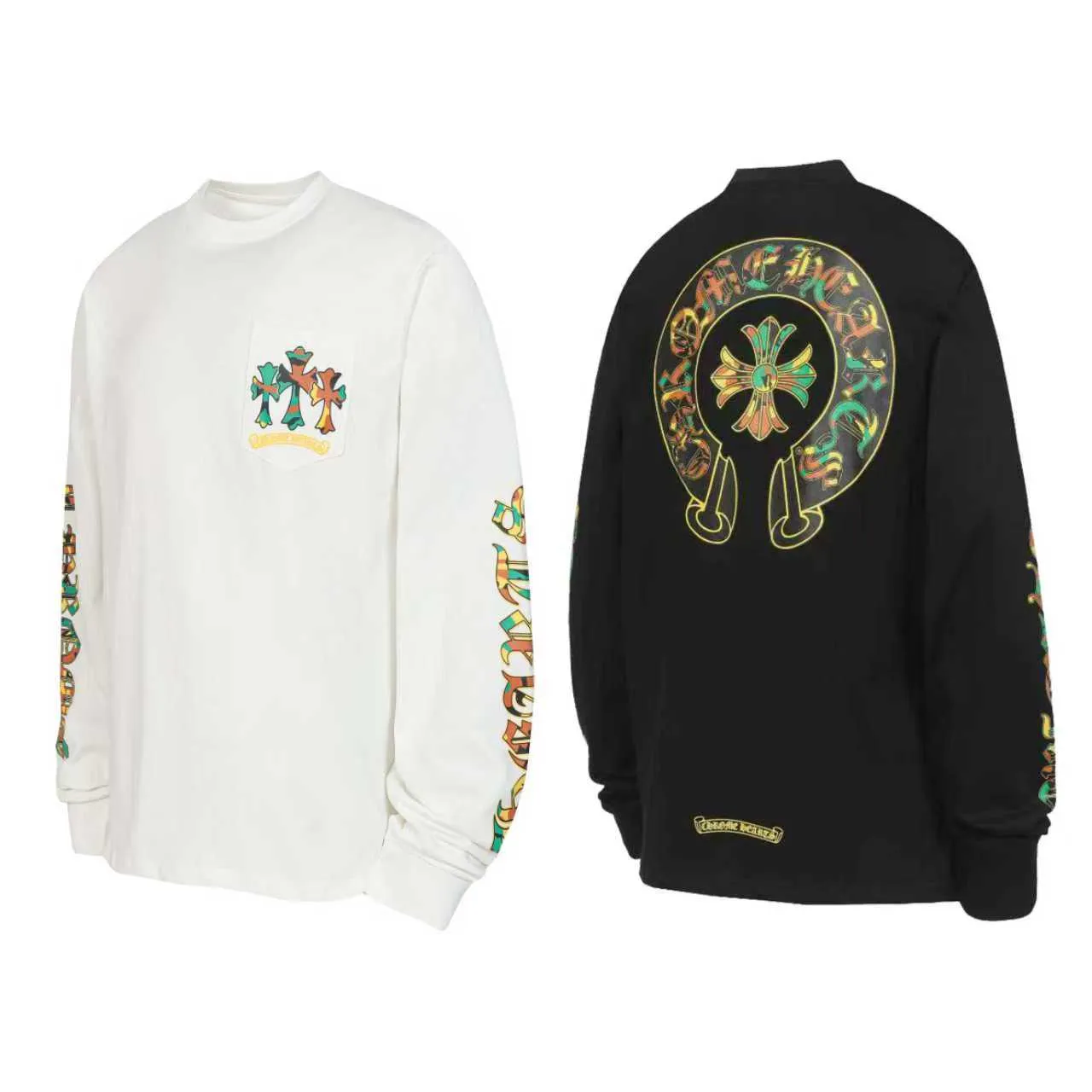 P160 K2143 cross-border model, please do not place an order if you pursue quality. -Chrome Hearts/Chrome Hearts Sanskrit horseshoe printed popular long-sleeved T-shirt -High weight, high density and high quality. The wool is soft, delicate and skin-friendly. It feels soft and silky. It has excellent warmth and skin-friendly properties.